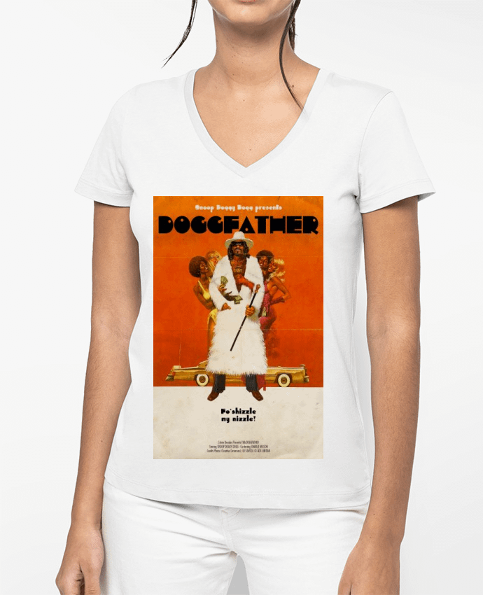 T-shirt écoresponsable col V femme Doggfather por 