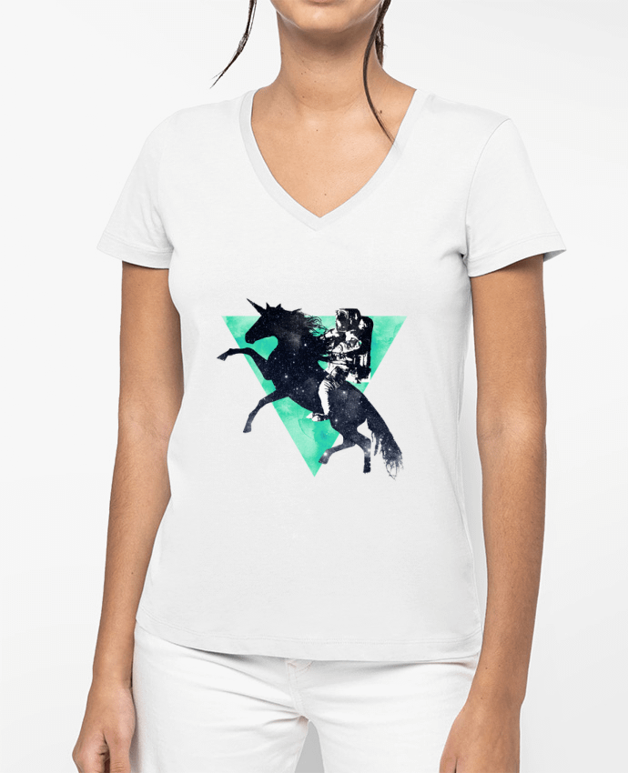 T-shirt femme col V Ride the universe par robertfarkas