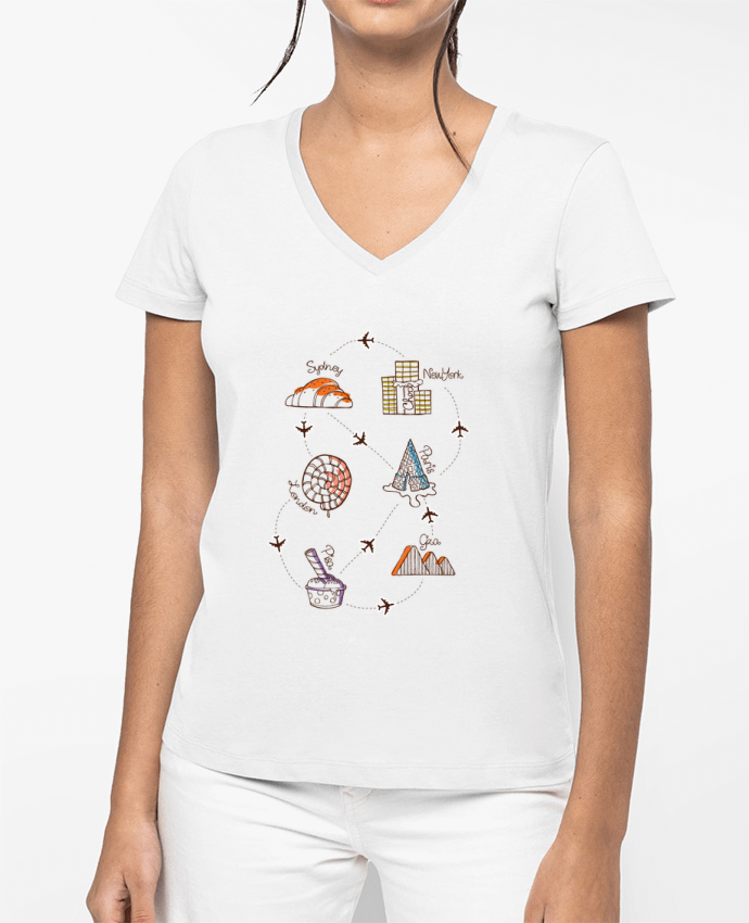 T-shirt femme col V Sweet travel par robertfarkas