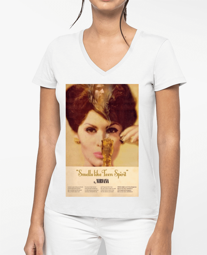 T-shirt écoresponsable col V femme Nirvana por 