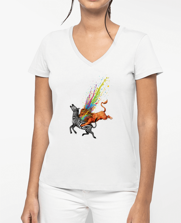 T-shirt femme col V Kill monotony par Enkel Dika