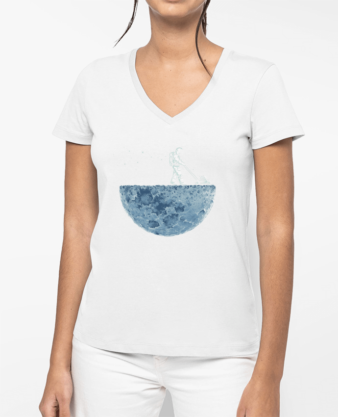 T-shirt femme col V Moon par Enkel Dika