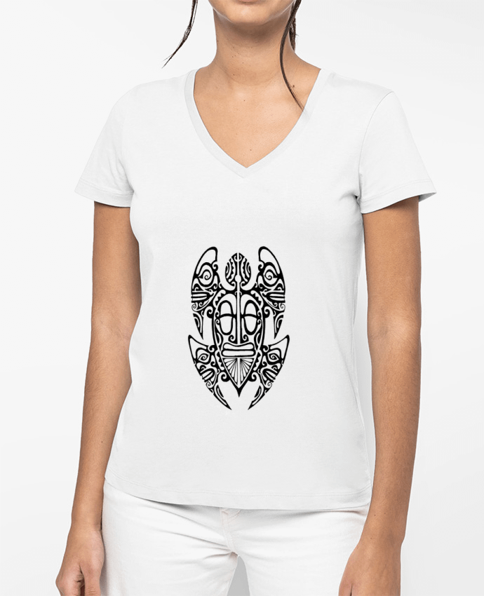 T-shirt femme col V Tortue par TeanuanuaTatooDesign