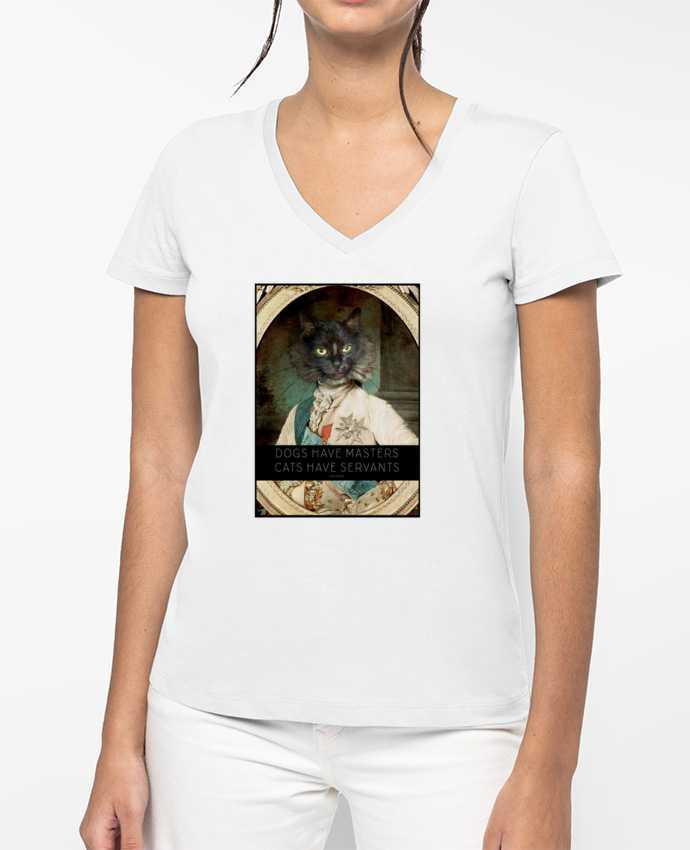 T-shirt femme col V King Cat par Tchernobayle