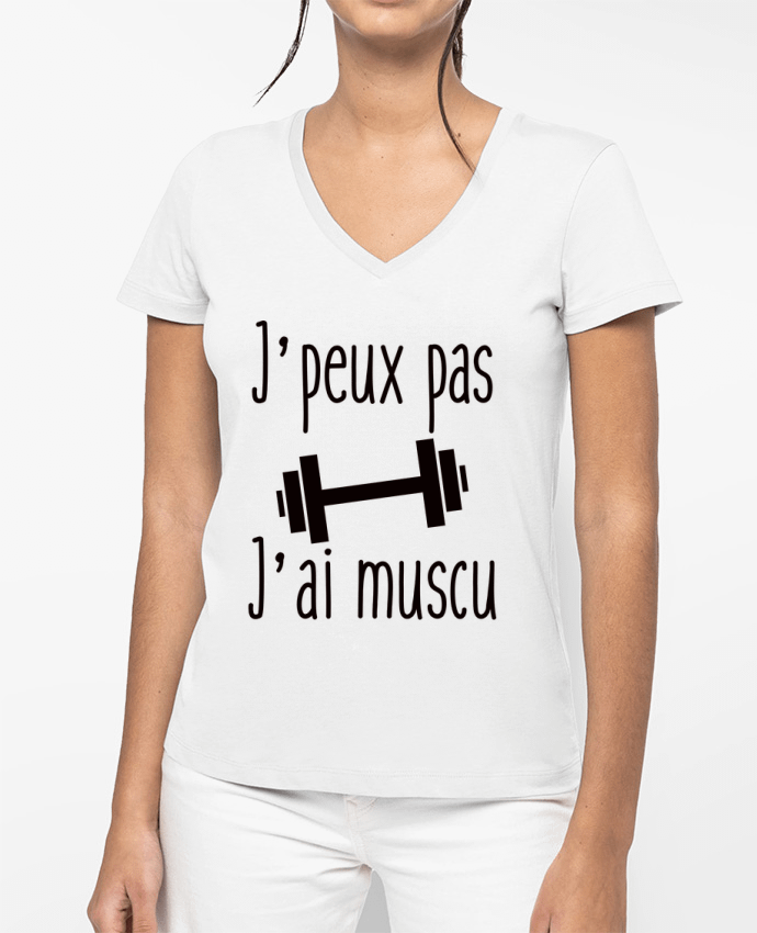 T-shirt femme col V J'peux pas j'ai muscu par Benichan