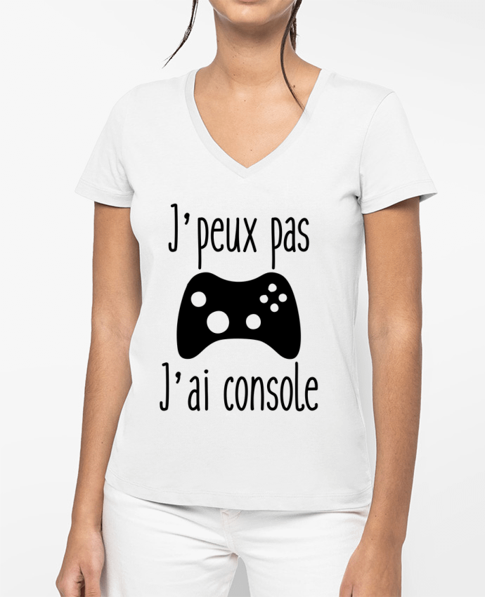 T-shirt femme col V J'peux pas j'ai console par Benichan