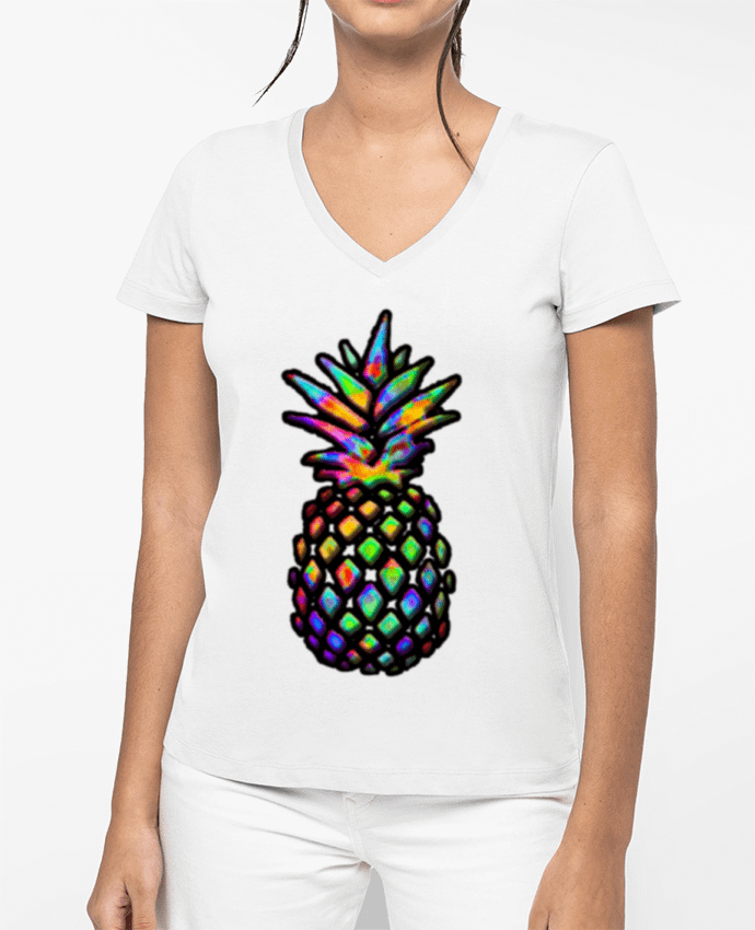 T-shirt écoresponsable col V femme Colornanas by NotForIA