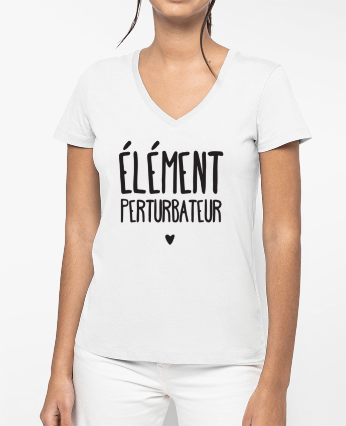 T-shirt écoresponsable col V femme Elément perturbateur por tunetoo