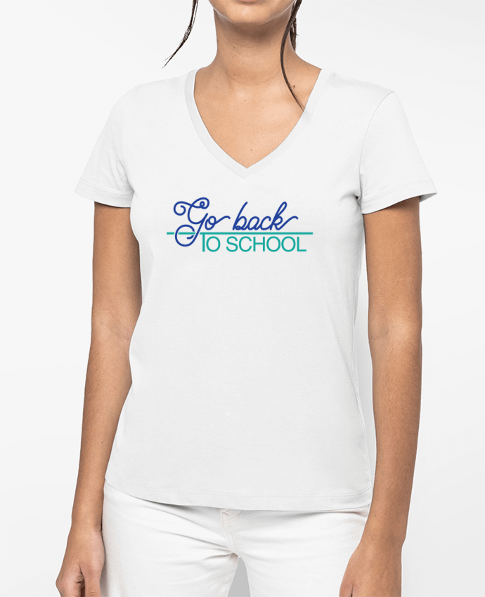 T-shirt écoresponsable col V femme Go back to school por tunetoo