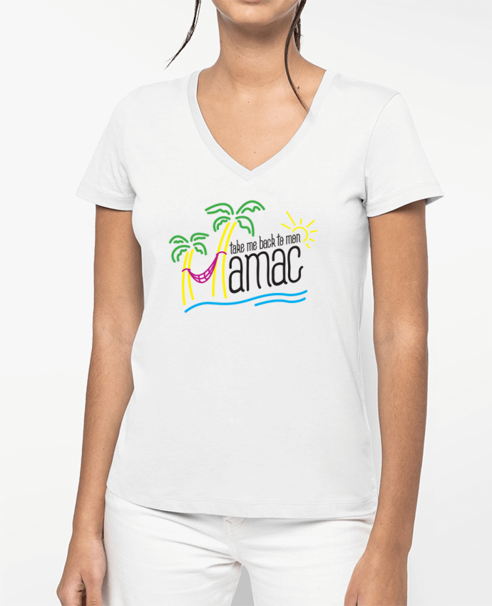T-shirt femme col V Take me back to mon Hamac par tunetoo