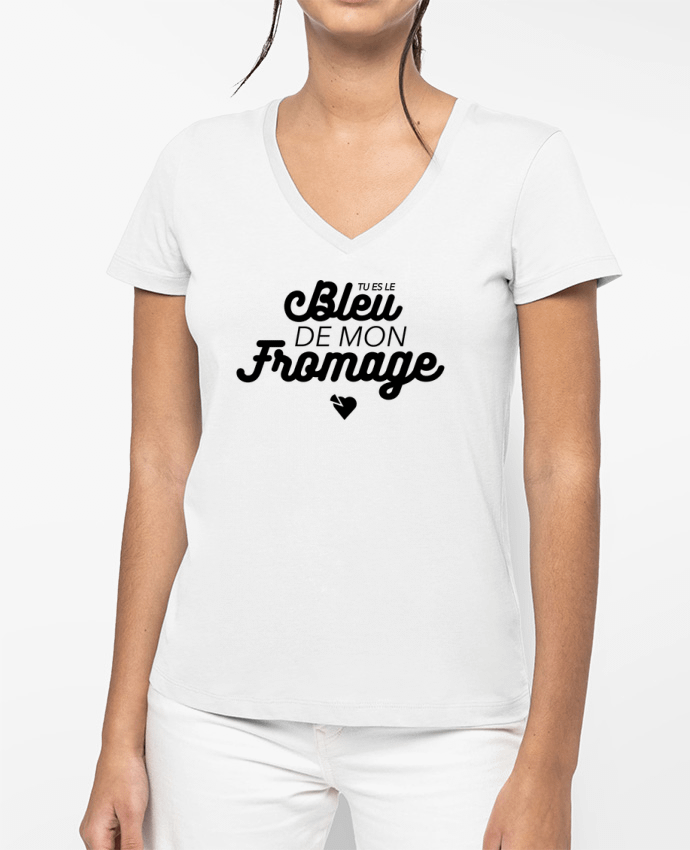 T-shirt femme col V Tu es le bleu de mon fromage par tunetoo