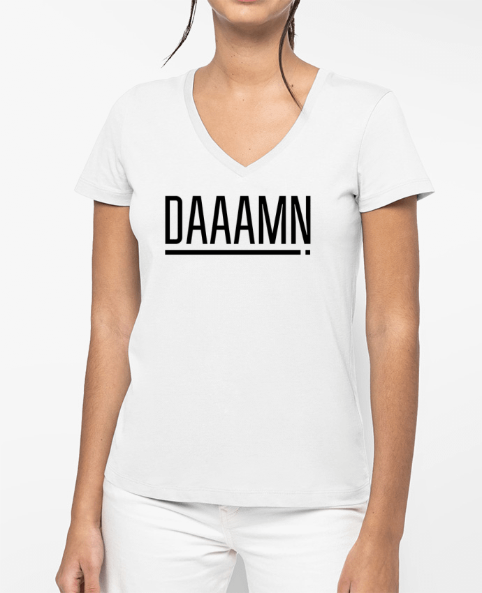 T-shirt écoresponsable col V femme Daaamn ! por tunetoo