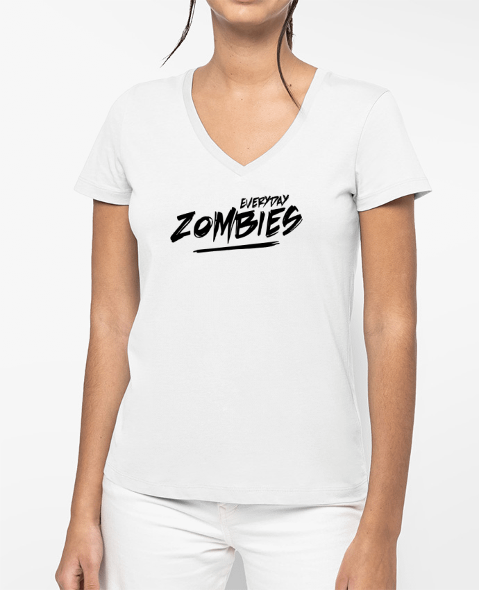 T-shirt femme col V Everyday Zombies par tunetoo