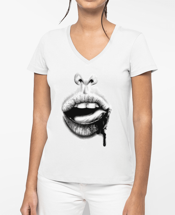 T-shirt femme col V BAISER VIOLENT par teeshirt-design.com