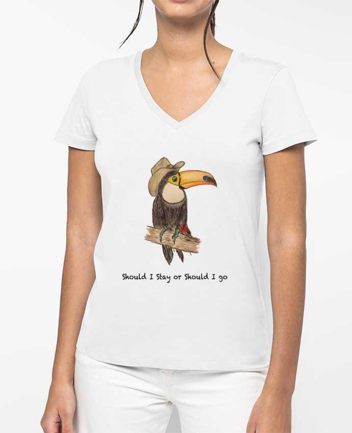 T-shirt femme col V TOUCAN par La Paloma