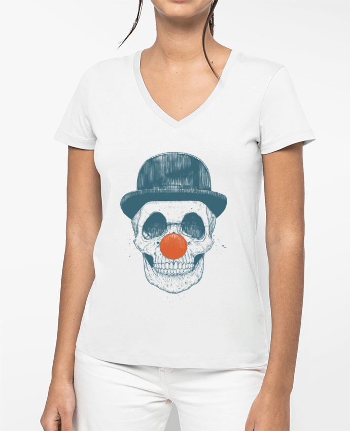 T-shirt femme col V Dead Clown par Balàzs Solti