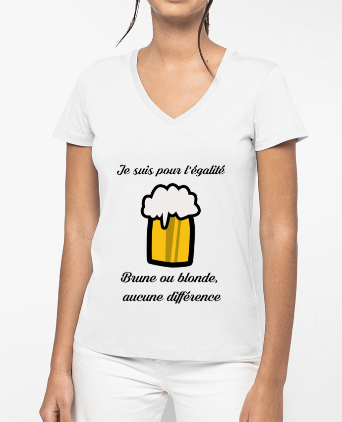 T-shirt femme col V Je suis pour l'égalité par Kudice