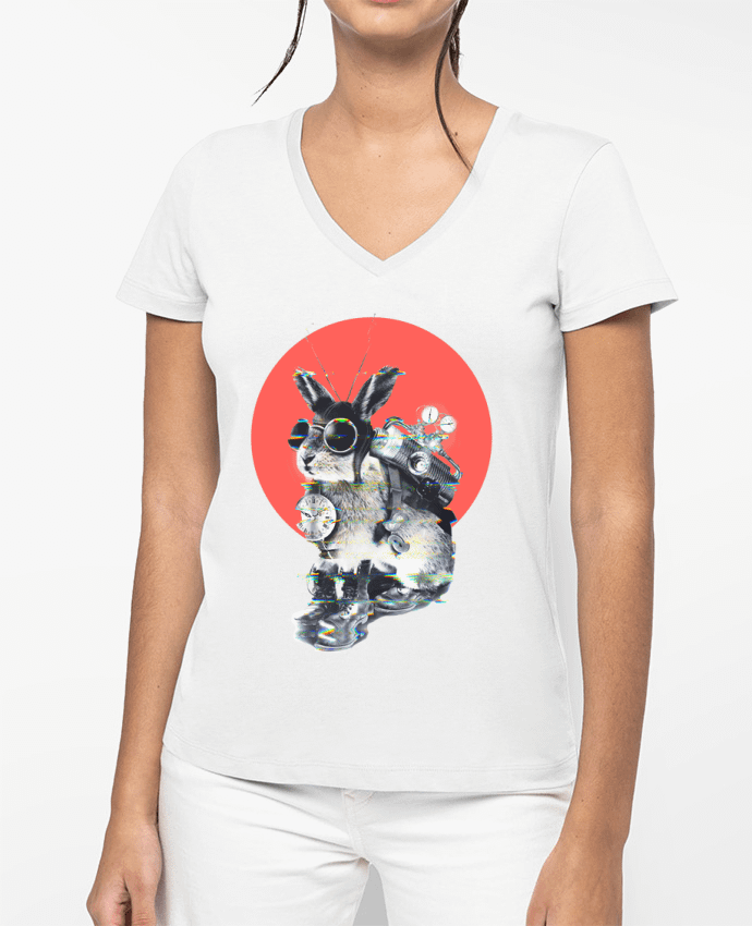 T-shirt femme col V time traveller par ali_gulec