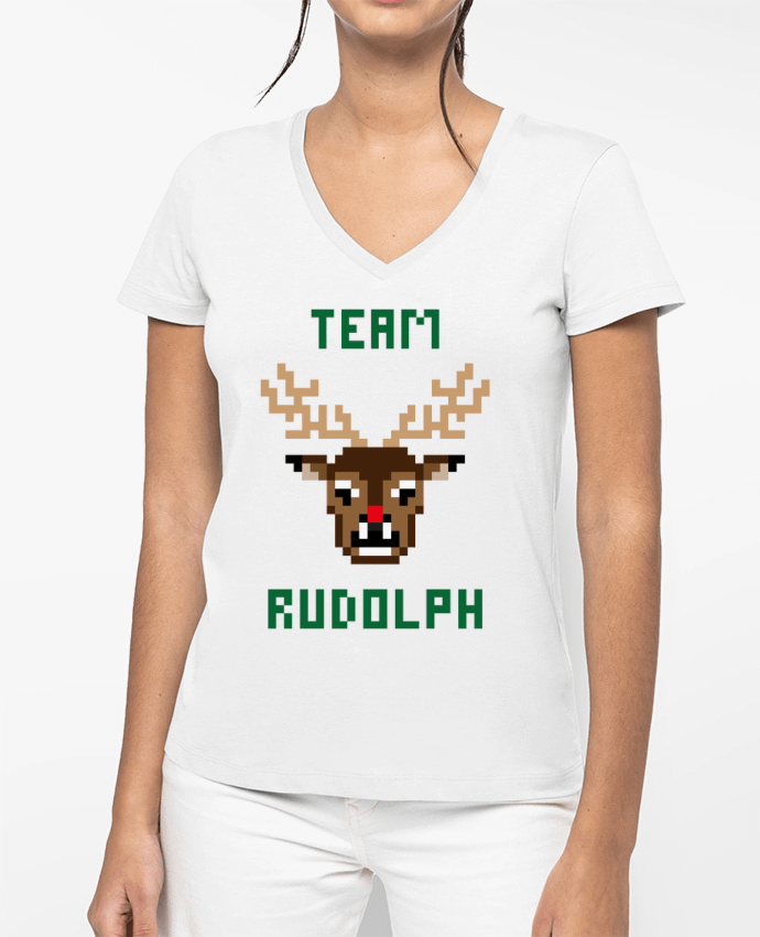 T-shirt femme col V TEAM RUDOLPH par tunetoo