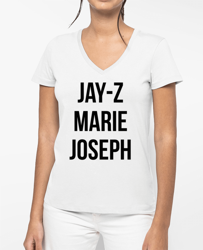 T-shirt écoresponsable col V femme JAY-Z MARIE JOSEPH por tunetoo