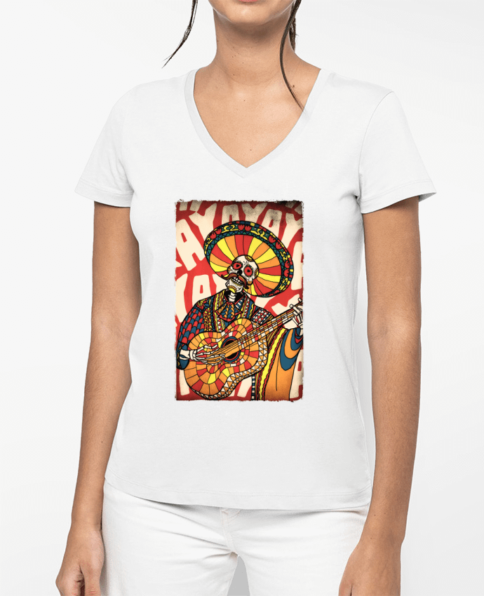 T-shirt femme col V Mariachi par ali_gulec