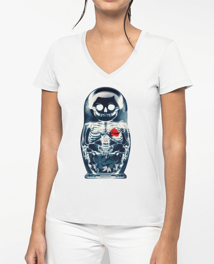T-shirt femme col V Nesting doll par ali_gulec