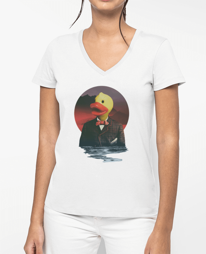 T-shirt écoresponsable col V femme Rubber ducky por ali_gulec