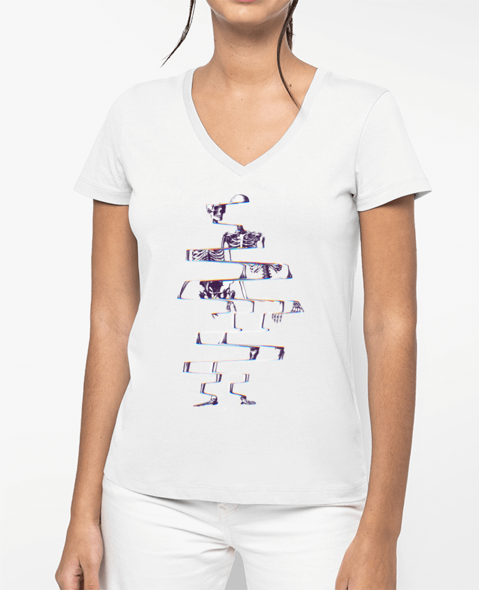 T-shirt femme col V Skeleton par ali_gulec