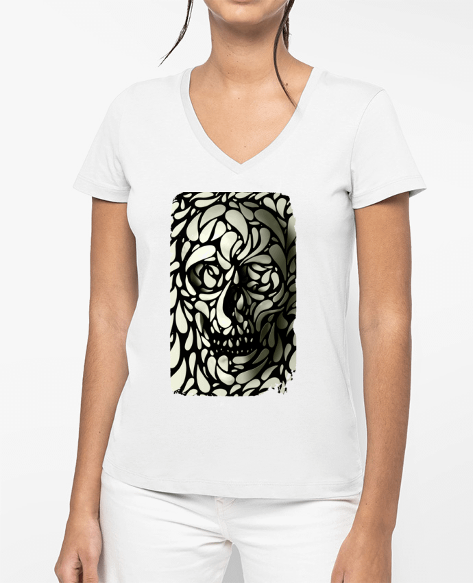 T-shirt femme col V Skull 4 par ali_gulec