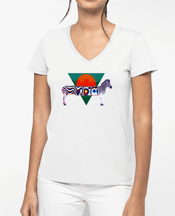 T-shirt femme col V Zebra par ali_gulec