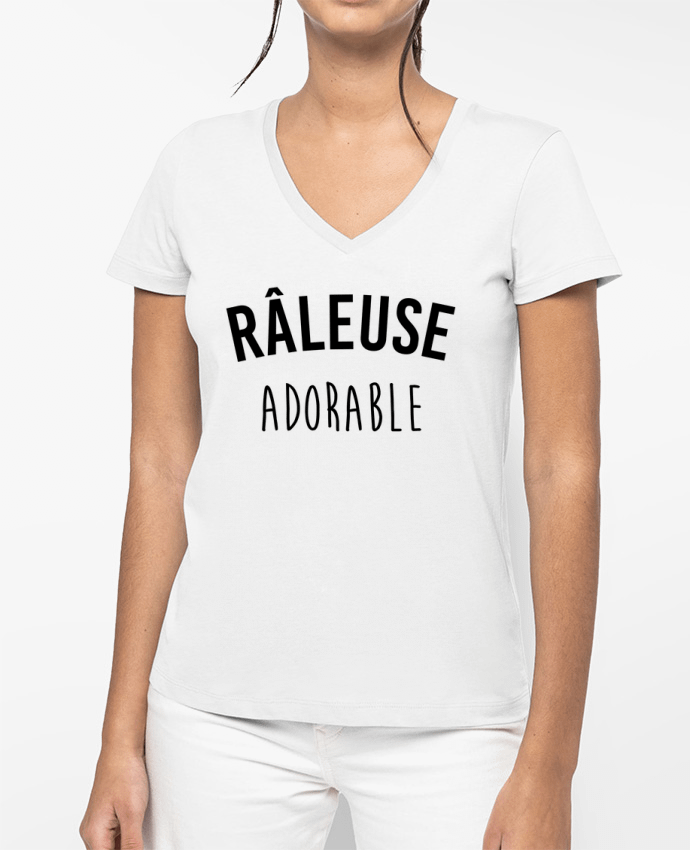 T-shirt femme col V Râleuse adorable par La boutique de Laura