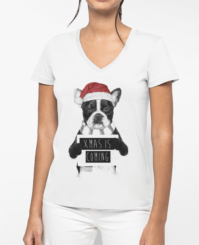 T-shirt femme col V X-mas is coming par Balàzs Solti