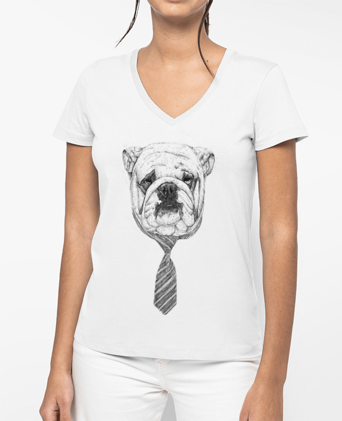 T-shirt femme col V Cool Dog par Balàzs Solti