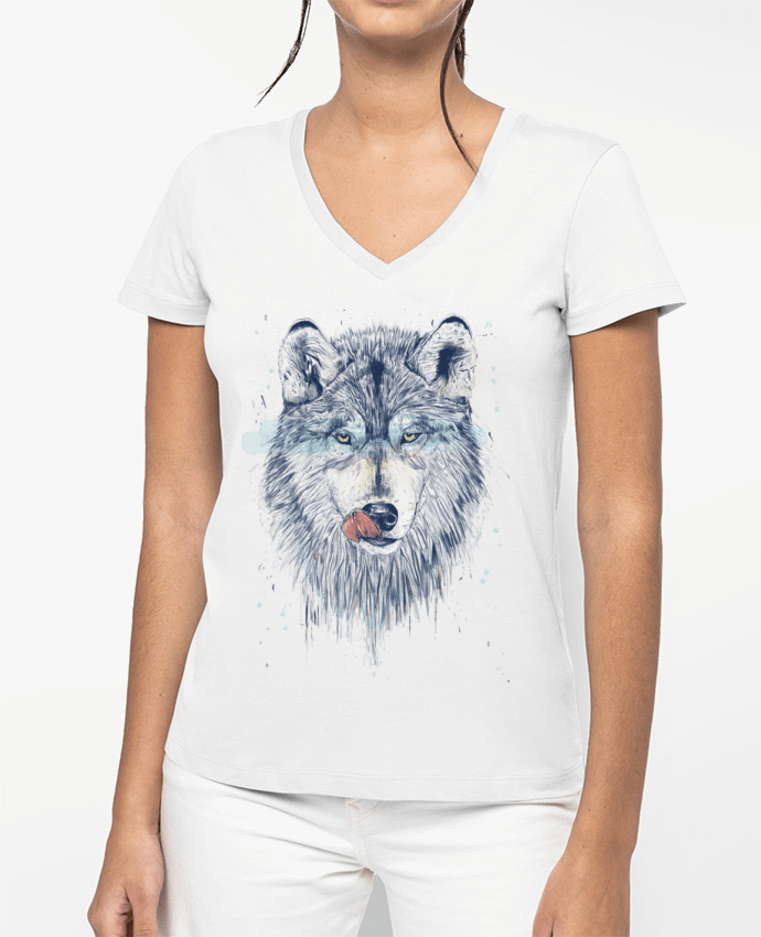T-shirt femme col V Dinner Time par Balàzs Solti