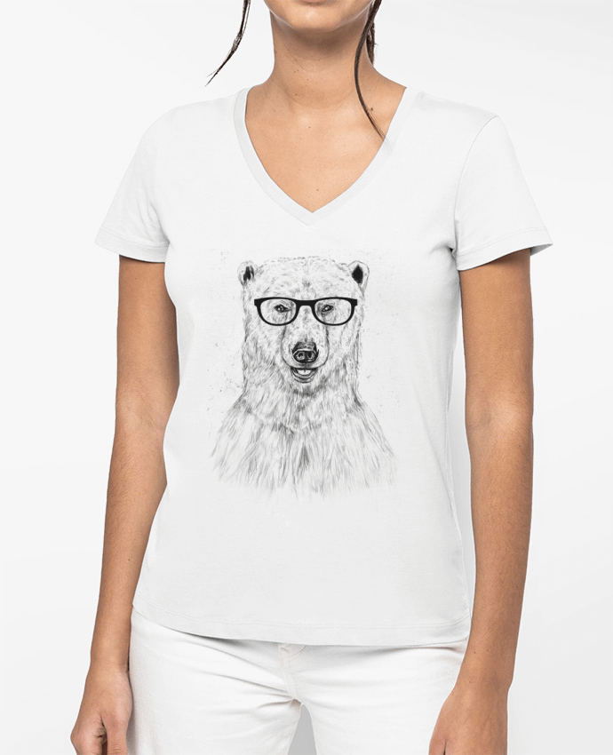 T-shirt femme col V Geek Bear par Balàzs Solti