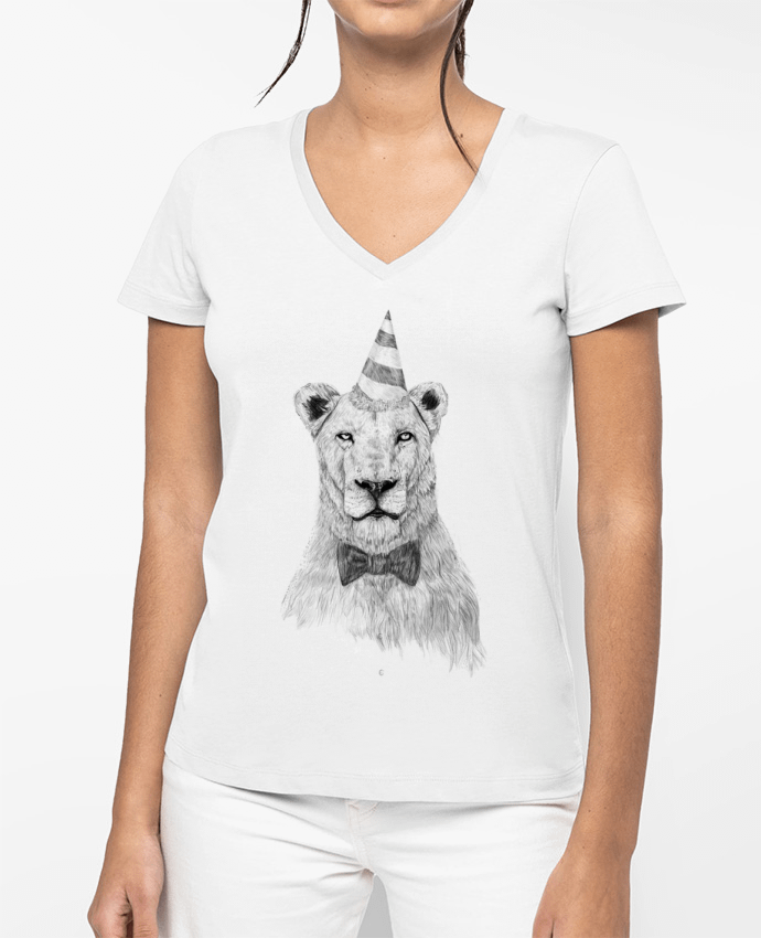 T-shirt femme col V Get the party started par Balàzs Solti