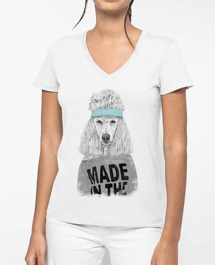T-shirt femme col V 80's bitch par Balàzs Solti