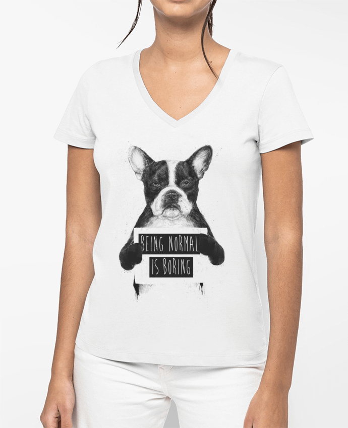 T-shirt femme col V Being normal is boring par Balàzs Solti