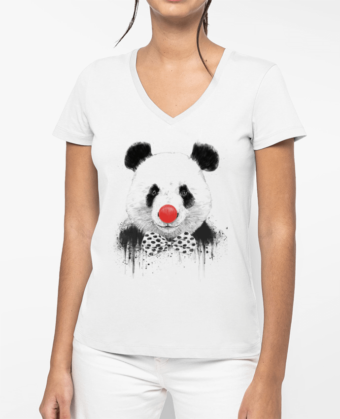 T-shirt femme col V Clown par Balàzs Solti