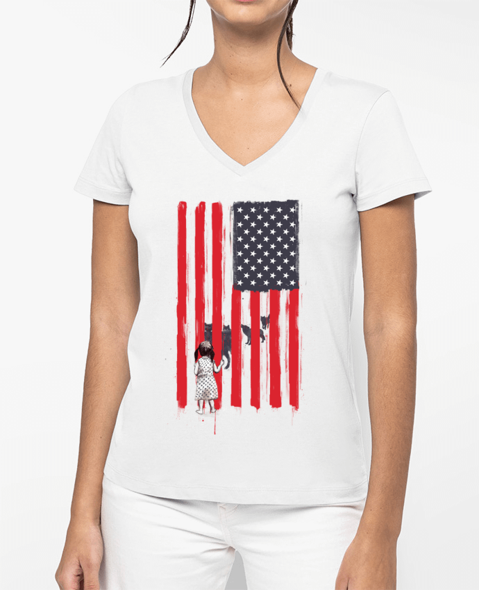 T-shirt femme col V little_girl_and_wolvoes par Balàzs Solti