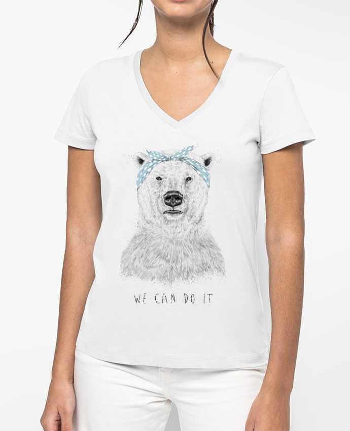 T-shirt femme col V we_can_do_it par Balàzs Solti