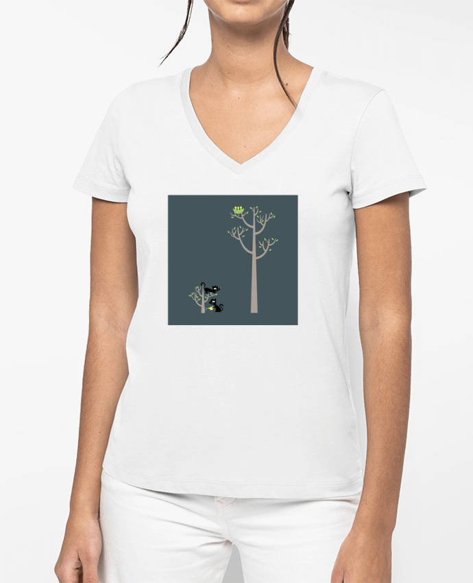 T-shirt écoresponsable col V femme Growing a plant for Lunch por flyingmouse365