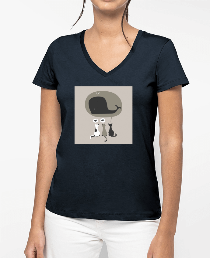 T-shirt femme col V Dream Big par flyingmouse365