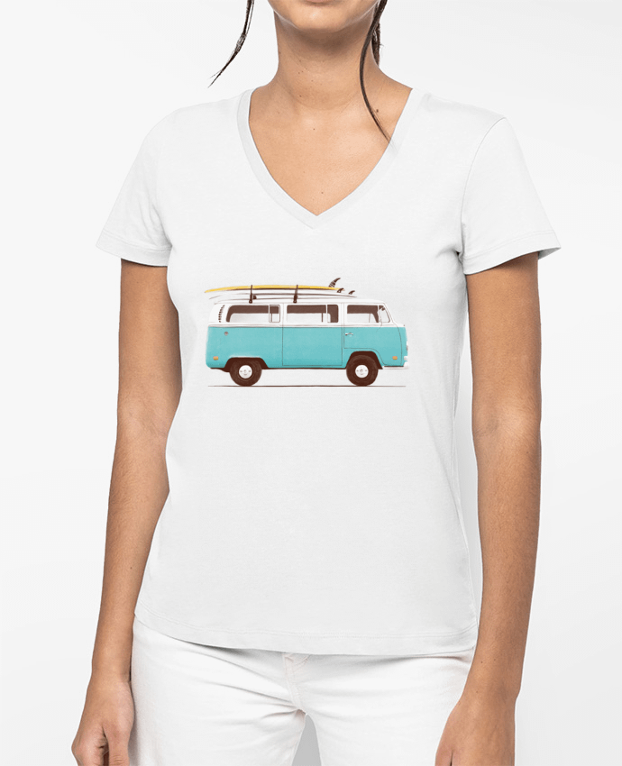 T-shirt femme col V Blue van par Florent Bodart