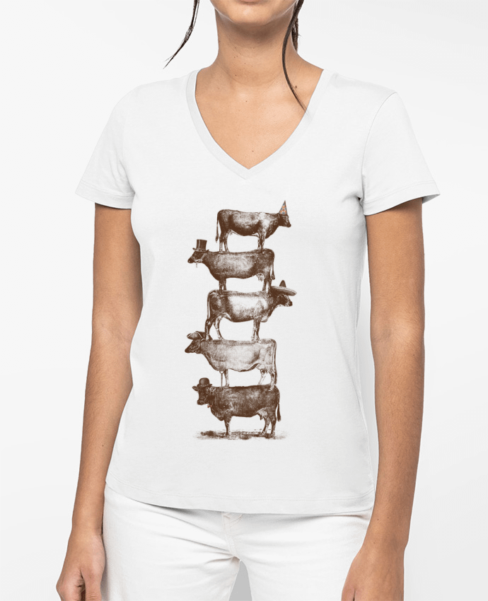 T-shirt femme col V Cow Cow Nuts par Florent Bodart