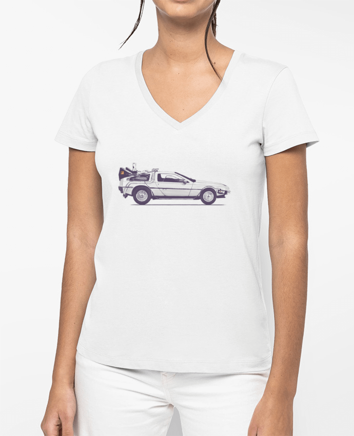 T-shirt femme col V Dolorean par Florent Bodart