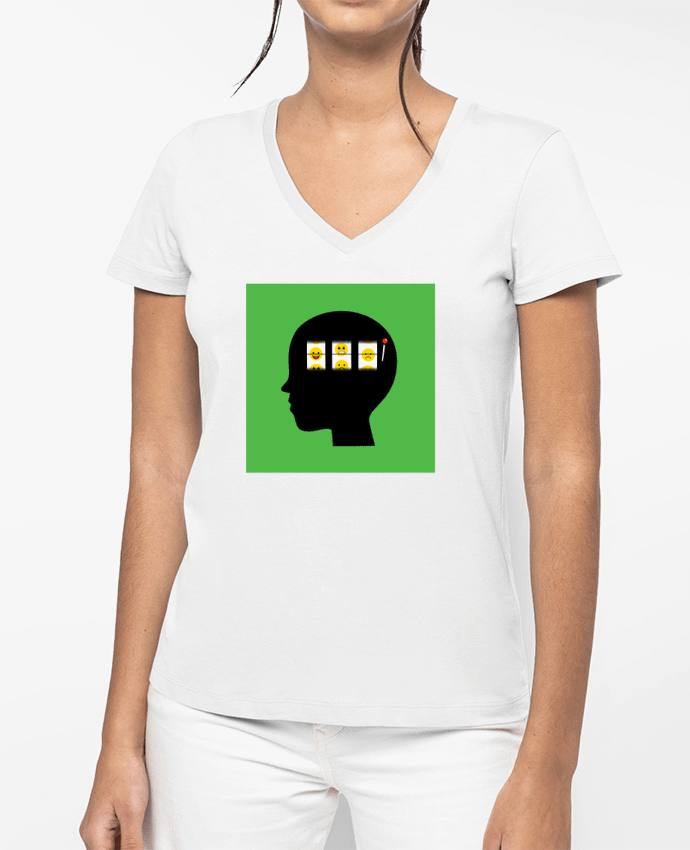 T-shirt femme col V Mood of the day par flyingmouse365