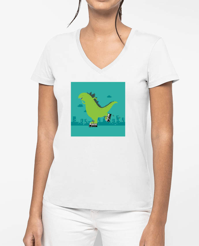 T-shirt écoresponsable col V femme Roller Skating por flyingmouse365