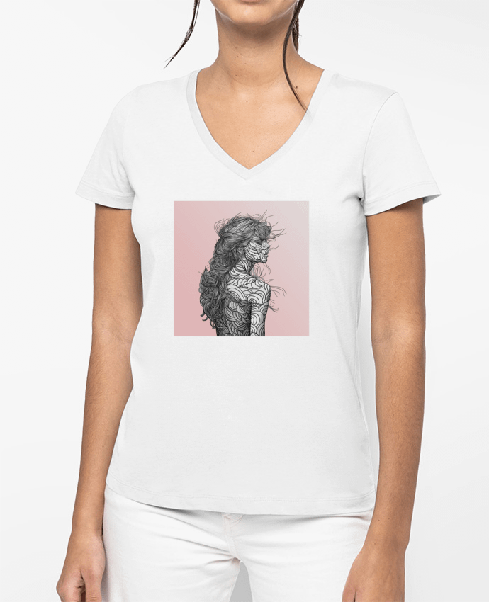 T-shirt femme col V Pinksky par PedroTapa