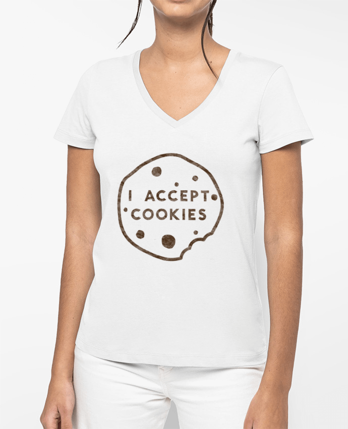 T-shirt femme col V I accept cookies par Florent Bodart